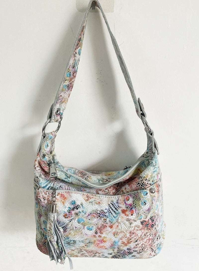 100% Real Leather Functional Roomy Bags Peacock Pattern Coating Bags